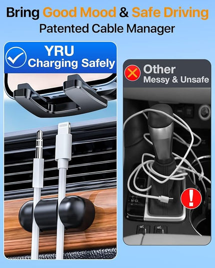 YRU Phone Holders for Your Car [2026 Upgraded Military Metal Hook], Cellphone Holder Car[No Fear of Bumps] Vent Phone Mount Truck Compatible with iPhone17 16 15 14 13 12 Samsung Android, Grey