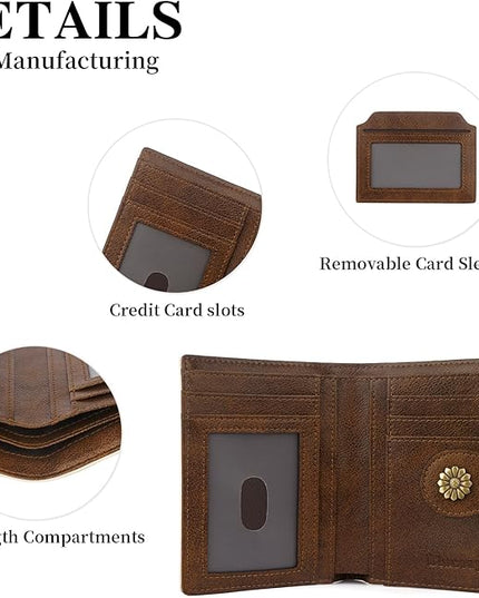 Blucoay Womens Wallet,RFID Blocking Wallet Women Soft Leather Bifold Small Wallets For Women Card Holder With Removable ID Window(whitebrown)