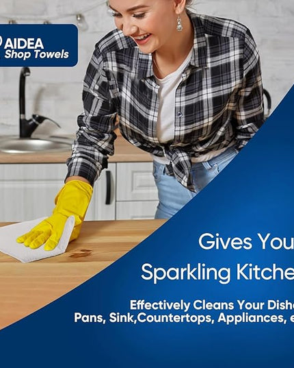 AIDEA Microfiber Cleaning Cloth White-100PK, Absorbent Cleaning Rags, Commercial Shop Rags Lint-Free, Scratch-Free, White Microfiber Towels for Cars, Kitchen Towels White 11.5 in.x 11.5 in.