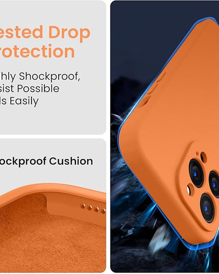 FireNova Designed for iPhone 13 Pro Max Case, Silicone [Camera Protection] Phone Case with [2 Screen Protectors], Soft Anti-Scratch Microfiber Lining Inside, 6.7 inch, Kumquat