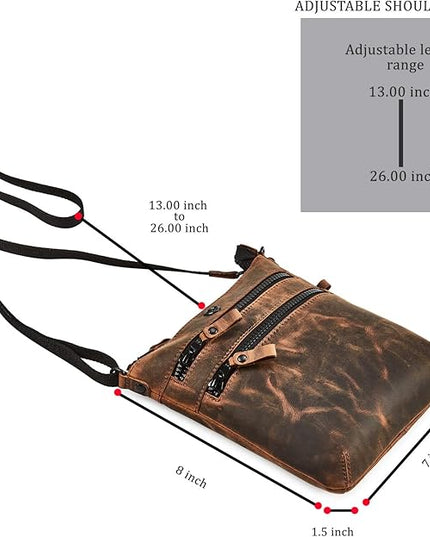 Crossbody Sling Bag for Women Small Real Leather Purse Vintage Travel Crossover Shoulder Bag Handmade