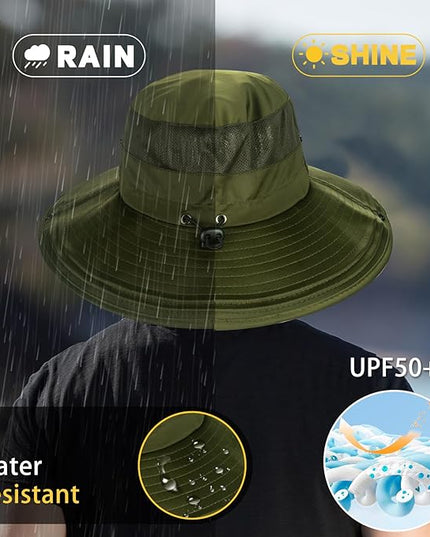 Cooling Sun Hat for Men Women,Wide Brim Bucket Hat Foldable Boonie Hat for Fishing Hiking Garden Safari Beach
