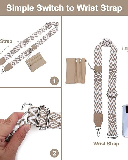 XANGNIER Clip and Go Strap for Phone with Wallet Crossbody, Phone Strap with Zippered Wallet, Adjustable Anti Theft Cellphone Lanyard for Women, Cellphone Chain Accessories,Multicolor 21