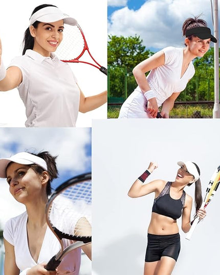 10 Pack Men Women Sun Visor Adjustable UV Protection Blank Sun Visor Hats Caps for Beach Pool Golf Tennis Sports