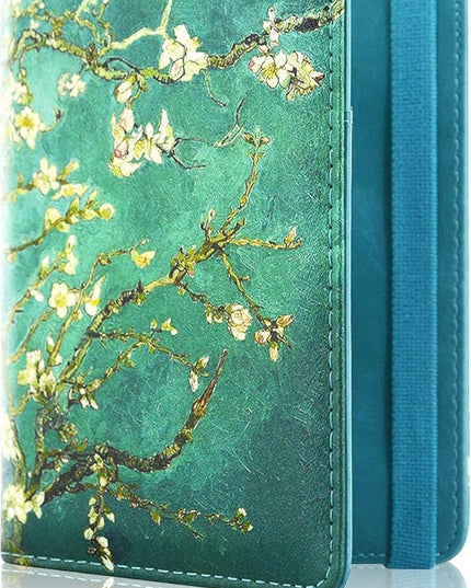 ACdream Passport Holder Cover, Leather Travel Wallet Case, RFID Blocking Document Organizer Protecrtor, with Slots for Credit Cards, Boarding Pass, for Women and Men, Blossom