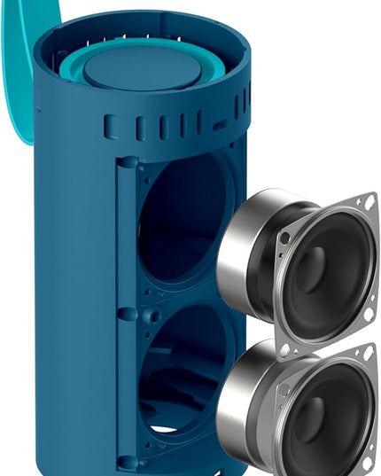 JLab Go Party Portable Bluetooth Speaker, Navy, 10 Watts of Power, 16+ Hours of Playtime, IP56 Waterproofing, Customizable RGB LED Lighting, Lab Sync Up to 100 Speakers, Custom Sound in-App