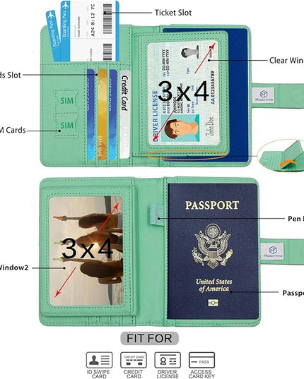 Melsbrinna Rfid Passport Holder for Travel women/Men, Cute Passport Wallet Rfid Blocking Card Slots, Rfid Passport Cover/CaseTravel Wallet, Passport Book Holder (1, Green3)