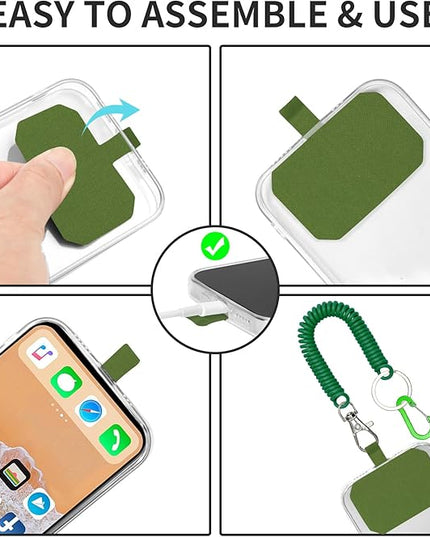 Phone Tether Lanyard Anti Theft Phone Strap with Carabiner Anti-Drop Outdoor Skiing Hiking Cycling Fishing Climbing fit iPhone and Most Cell Phone (Black+Green)