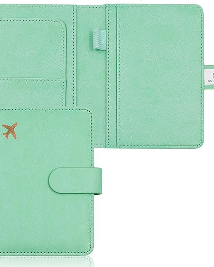 Melsbrinna Premium Leather Passport Holder Covers Case, Waterproof Rfid Blocking Travel Wallet Passport Holder with Pen Holder, Cute Passport Book for Women/Men