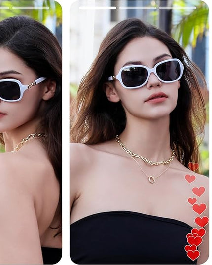 FEISEDY Vintage Square Polarized Sunglasses for Women UV400 Travel Driving Fashion Arcuate Sunglasses B2526