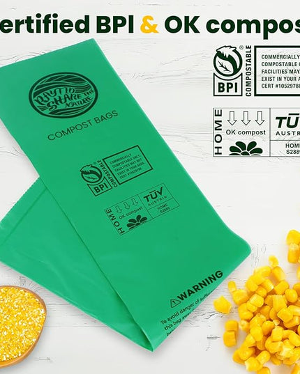 Compost Bags 1.3 Gallon,150 Count,Compostable Small Trash Bags for Kitchen Countertop Compost Bin 0.75, 1,1.2, 1.3Gallon,ASTM D6400, US BPI and Europe OK compost HOME certified