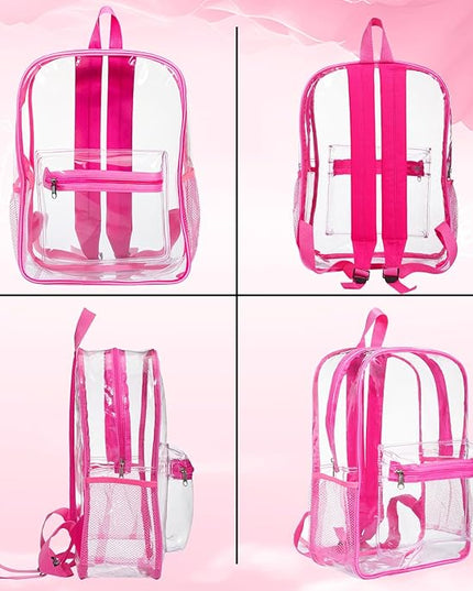 Silkfly 72 Pack Clear Backpacks Bulk PVC Transparent Bookbags Heavy Duty See Through Bags with Pockets for Stadium Work Travel(15 x 11 x 5.2 Inches)