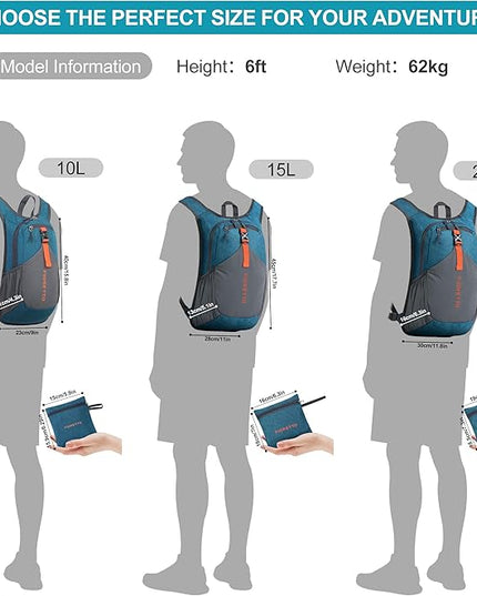 FIORETTO 20L Hiking Backpack for Women Men Mini Packable Backpack Lightweight Small Daypack for Camping Travel Outdoor, Turquoise