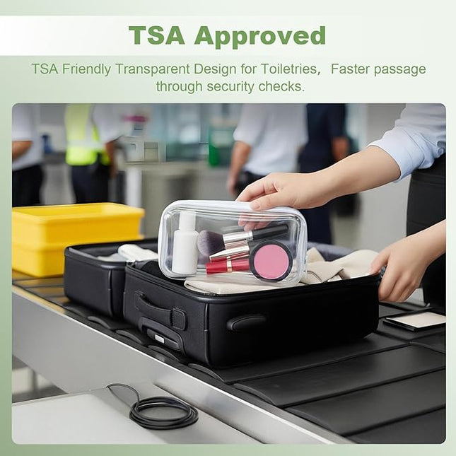 5 Pack Clear Hard Shell Zipper Pouches, TSA Friendly Transparent Design for Toiletries & Electronics, Crush-Resistant Storage for Carry-On Travel (White)