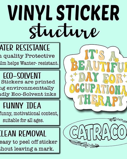 (3Pcs) It's A Beautiful Day Occupational Therapy Sticker, Decorate Books Laptop Phone Water Bottles Kindles Stickers Tumbler Sticker Waterproof Vinyl Decorate Sticker 3" Inch