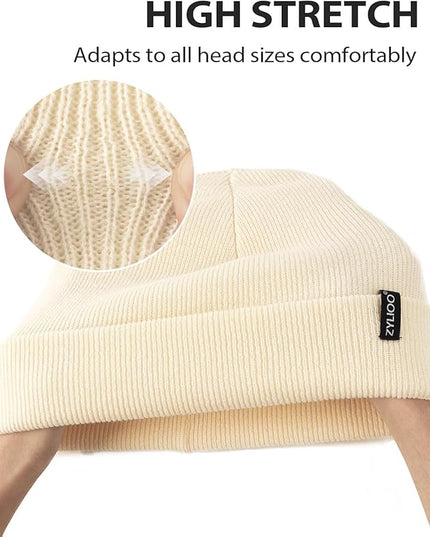 Zylioo Oversize Beanie Hats, XXL Big Size Ribbed Knit Cuffed Winter Hat for Cold Weather, Warm Skull Watch Cap