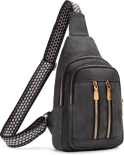FALAN MULE Crossbody Bags for Women Trendy Leather Sling Chest Bag Fanny Packs for Women