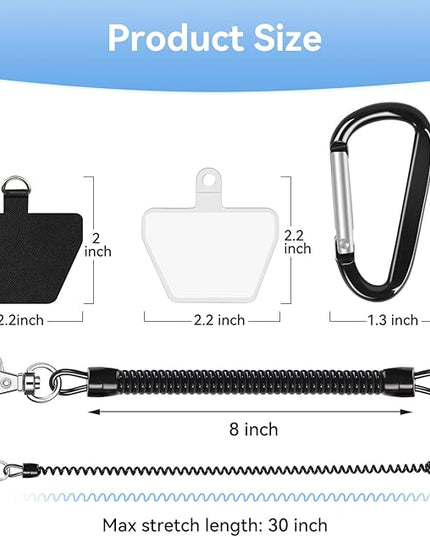 SHANSHUI Phone Lanyard, Spring Rope Phone Tether Tabs with Mountaineering Buckle Free Your Hands Anti Theft Outdoor Skiing Cycling Climbing Strap Fitting for All Smartphones
