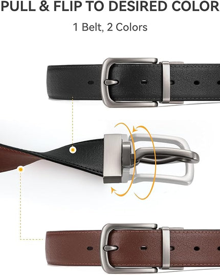 CHAOREN Reversible Belt Men 1 Piece - 1.25" Leather Dress Belt - Trim to Fit for Elegant Style