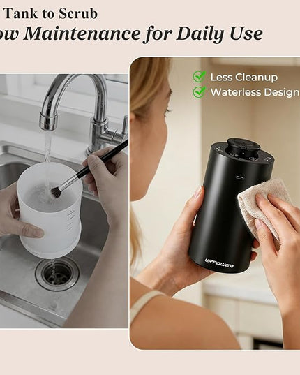 URPOWER Waterless Essential Oil Diffuser: No Water Needed Battery Operated Scent Diffuser - 2 * 20ML Hotel Fragrance Essential Oils - Cordless & Mini Oil Machine Aluminum for Car Home Office(Black)
