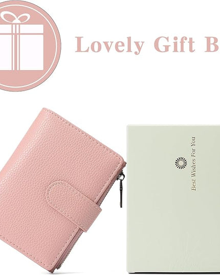 GAEKEAO Womens Wallet Small Leather RFID Blocking Bifold Zipper Pocket Wallet Card Case Purse with ID Window