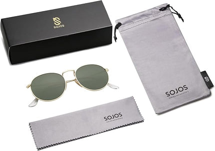 SOJOS Small Round Polarized Sunglasses for Women Men Classic Vintage Retro Shades UV400 SJ1014