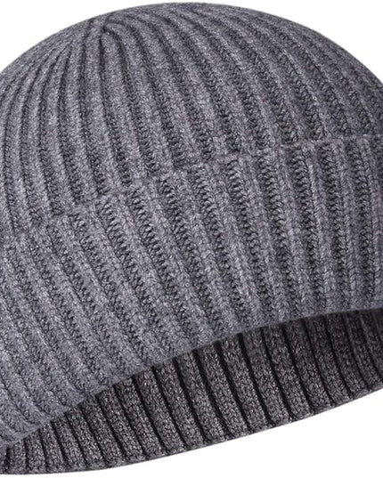50% Wool Warm Cuffed Swag Knit Short Fisherman Beanie for Men Women Winter Hats Trawler Skull Cap