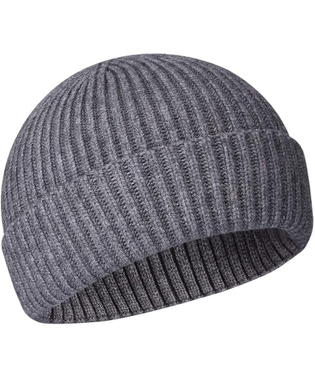 50% Wool Warm Cuffed Swag Knit Short Fisherman Beanie for Men Women Winter Hats Trawler Skull Cap