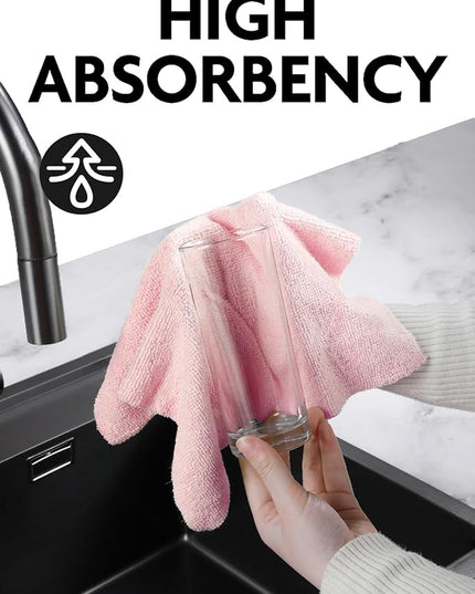 Fantasticlean Microfiber Cleaning Cloth Roll -90 Pack, Tear Away Microfiber Towels, 12" x 12", Reusable, Washable, Scratch Free, Ultra Absorbent Dishcloth for All-Around Cleaning Supplies (Pink)