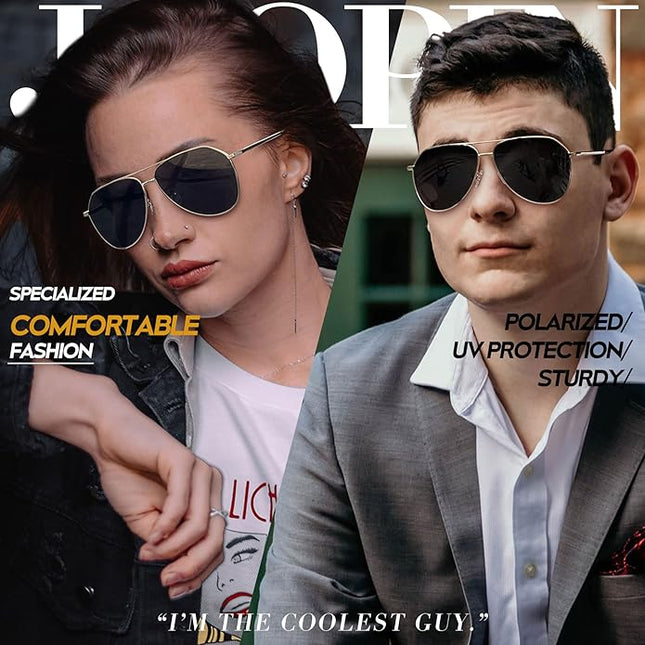 Joopin Polarized Metal Aviation Sunglasses Men, Classic Military Sun Glasses Women, Rectangle Shades UV400 Protection Costume