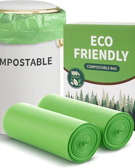 Compostable 8 Gallon Trash Bags Compost Small Garbage Bag Extra Thick 0.87 Mil for Kitchen Bathroom BPI Certified 30 Counts, Green
