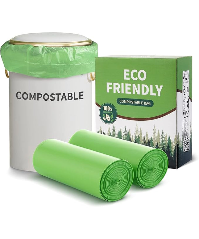 Compostable 8 Gallon Trash Bags Compost Small Garbage Bag Extra Thick 0.87 Mil for Kitchen Bathroom BPI Certified 30 Counts, Green