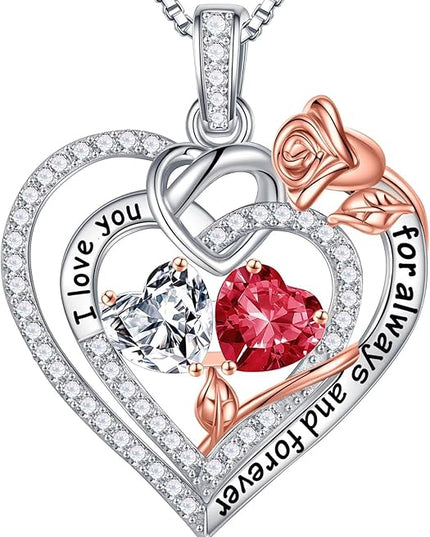 Iefil Christmas Gifts for Wife Women - 925 Sterling Silver Double Birthstone Necklace, Anniversary Birthday Gifts for Women, Jewelry Gift for Wife Girlfriend Mom Her