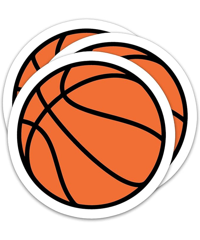 (3PCS) Basketball Stickers – Waterproof Vinyl Decals for Laptops, Water Bottles, Tumblers, Basketball Gift for Player Team and Fan 3" x 3".