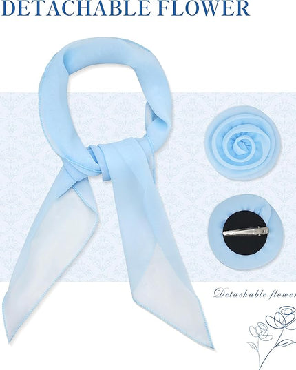 Chiffon Scarf for Women, Removable Flower Neck Scarf Light Soft Fashion Rose Scarves Versatile Headband or Hair Band
