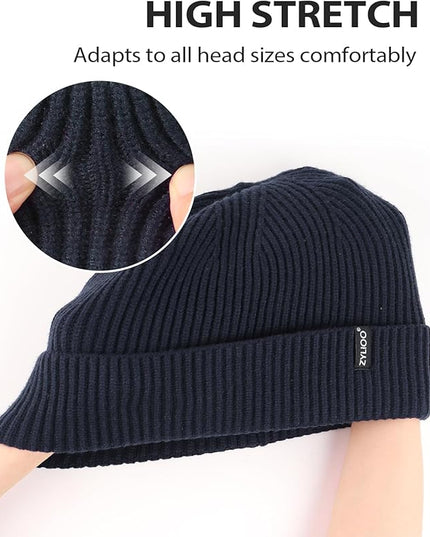 Zylioo Oversize Beanie Hats, XXL Big Size Ribbed Knit Cuffed Winter Hat for Cold Weather, Warm Skull Watch Cap