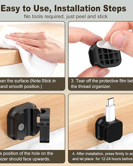 6 Pack Magnetic Cable Clips, Cord Organizer Holder with Strong Adhesive, Desk Cable Management for Home Office Car Desktop Nightstand, Adjustable Wire Keeper, Black
