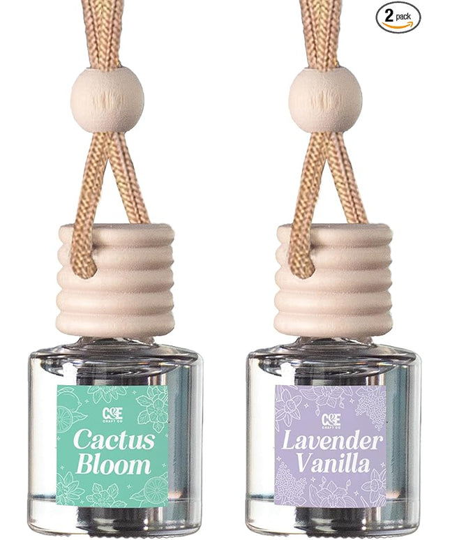CANDECraftCo Car Air Hanging Fragrance Oil, Car Auto Freshener for Essential Oils, Scents Fragrance Aromatherapy Automobile Diffuser, Long Lasting (Cactus Bloom + Lavender Vanilla)