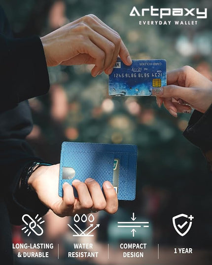 Artpaxy Slim Wallet for Men & Women, Minimalist Front Pocket Card Holder for Travel, RFID Blocking, Water Resistant Nylon Wallet for ID & Cash & Credit Card