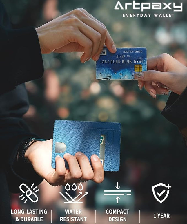 Artpaxy Slim Wallet for Men & Women, Minimalist Front Pocket Card Holder for Travel, RFID Blocking, Water Resistant Nylon Wallet for ID & Cash & Credit Card