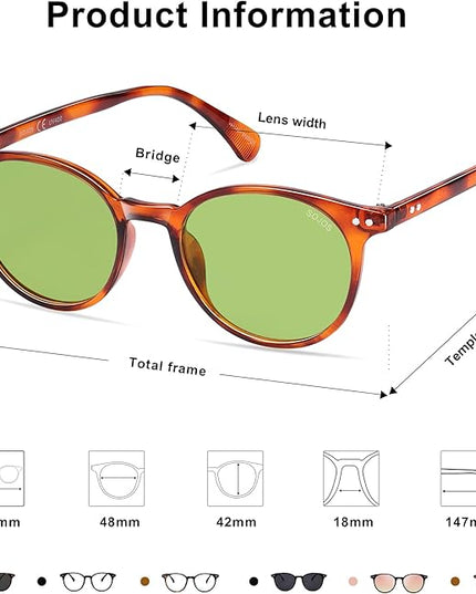 SOJOS Small Round Classic Polarized Sunglasses for Women Men Vintage Style UV400 Lens MAY SJ2113