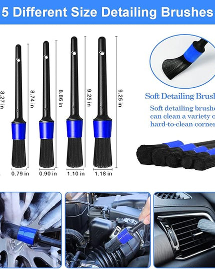 26Pcs Car Detailing Brush Set, Car Detailing Kit, Car Detailing Brushes, Car Cleaning Kit, Car Windshield Cleaning Tool, Professional Car Care kit - Car Wash Brush kit for Interior Exterior Wheels