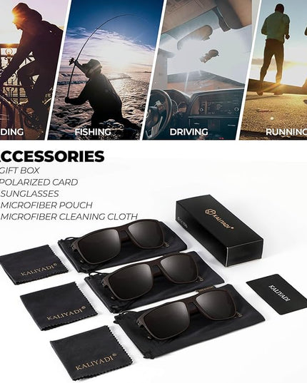 KALIYADI Polarized Sunglasses for Men, Lightweight Sun Glasses with UV Protection for Driving Fishing Golf