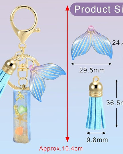Initial letter Keychains for Women, Ocean Series Avowing Protect Earth Environment, Tassel Cute Car Keychain Initial Key Chain Keyring for Bookbag Handbag Backpack Charm Key Ring Unisex (Letter I)