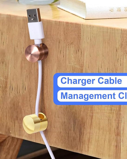 3 Sets Charger Holders for Cords, Adjustable Cable Anchor Holders, Adhesive Metal Cord Clips, Cable Management Wire Organizers for Desk, Office, Nightstand - Gold, Red Bronze, Silver