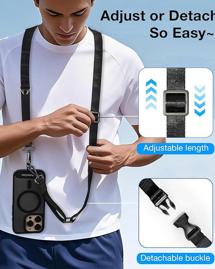 Phone Lanyard Crossbody, Adjustable Anti-Theft Neck Strap with 2 Patches, Durable & Skin-Friendly, Universal CellPhone for iPhone & Android Case, Travel Essential, Beige
