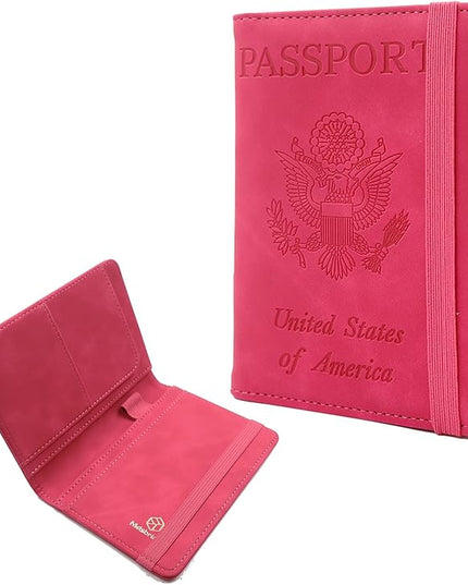 Melsbrinna Premium Leather Passport Holder Covers Case, Waterproof Rfid Blocking Travel Wallet Passport Holder with Pen Holder, Cute Passport Book for Women/Men