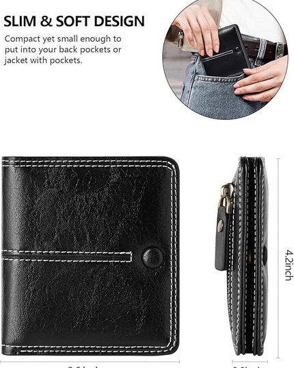 TFKGS Slim Wallet for Women Vegan Leather RFID Blocking, Small Thin Credit Card Holder Bifold Compact Pocket Ladies Mini Purse Black