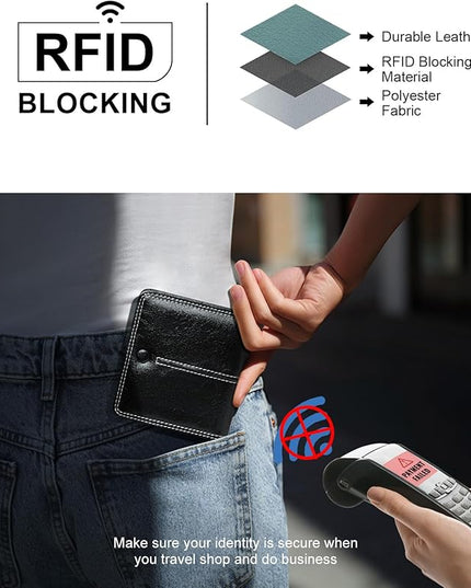 TFKGS Slim Wallet for Women Vegan Leather RFID Blocking, Small Thin Credit Card Holder Bifold Compact Pocket Ladies Mini Purse Black