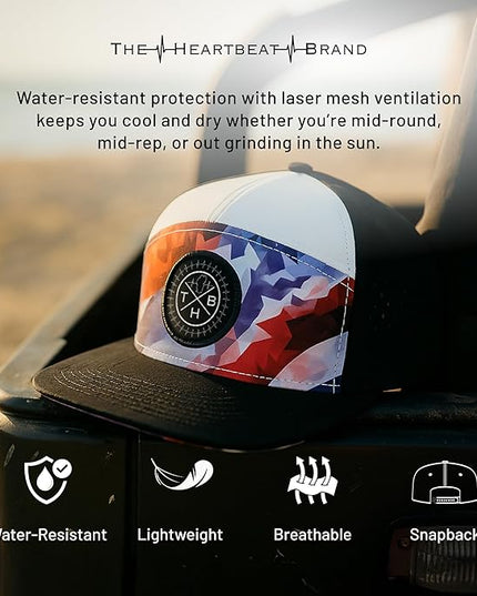 The Heartbeat Brand Color Vibes Flag Laser Mesh Snapback Hat for Men & Women | Flat Bill Trucker Hat | Undervisor Design